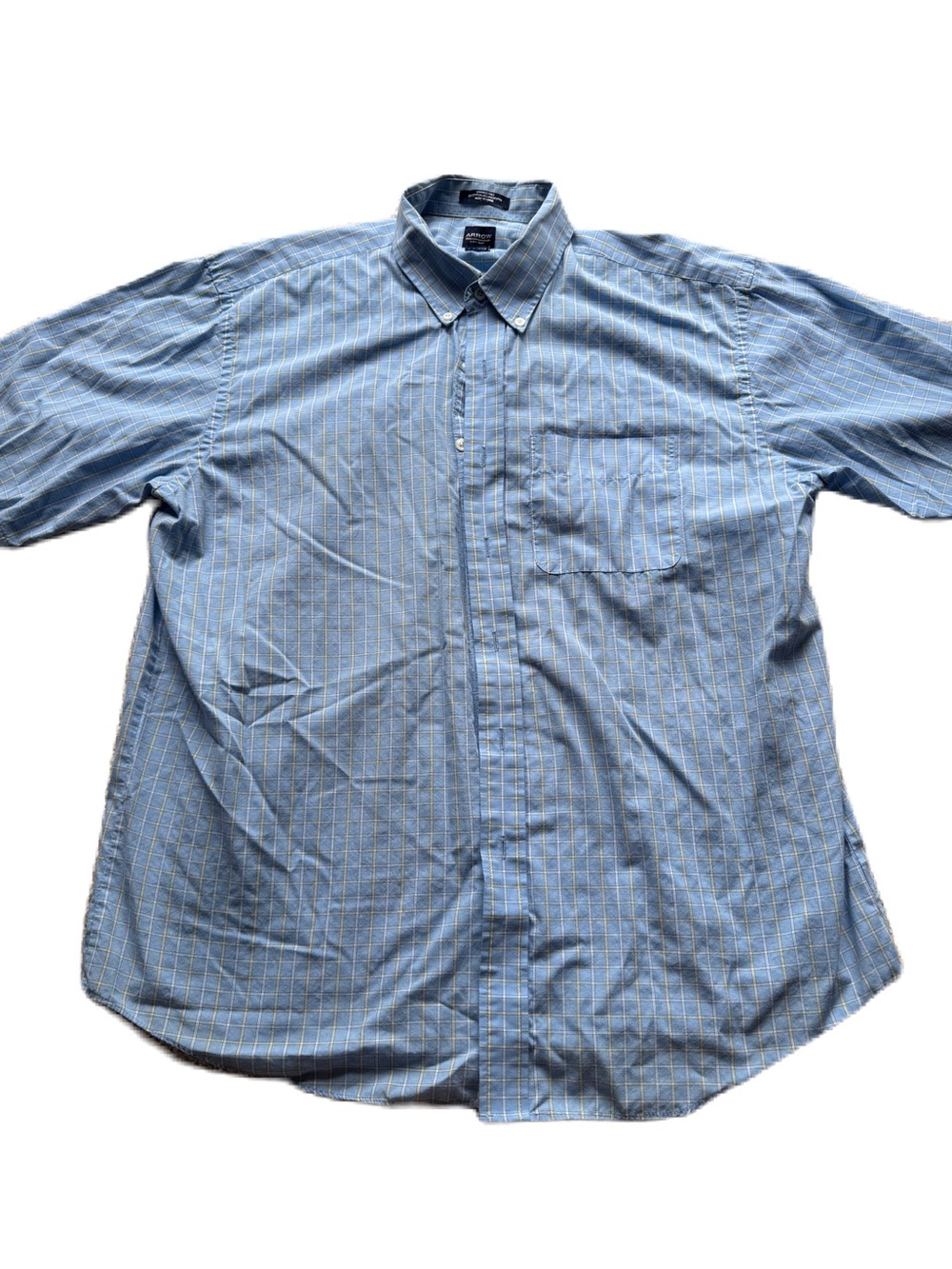 Arrow Light Blue Pinstripe Short Sleeve Button-Down Shirt